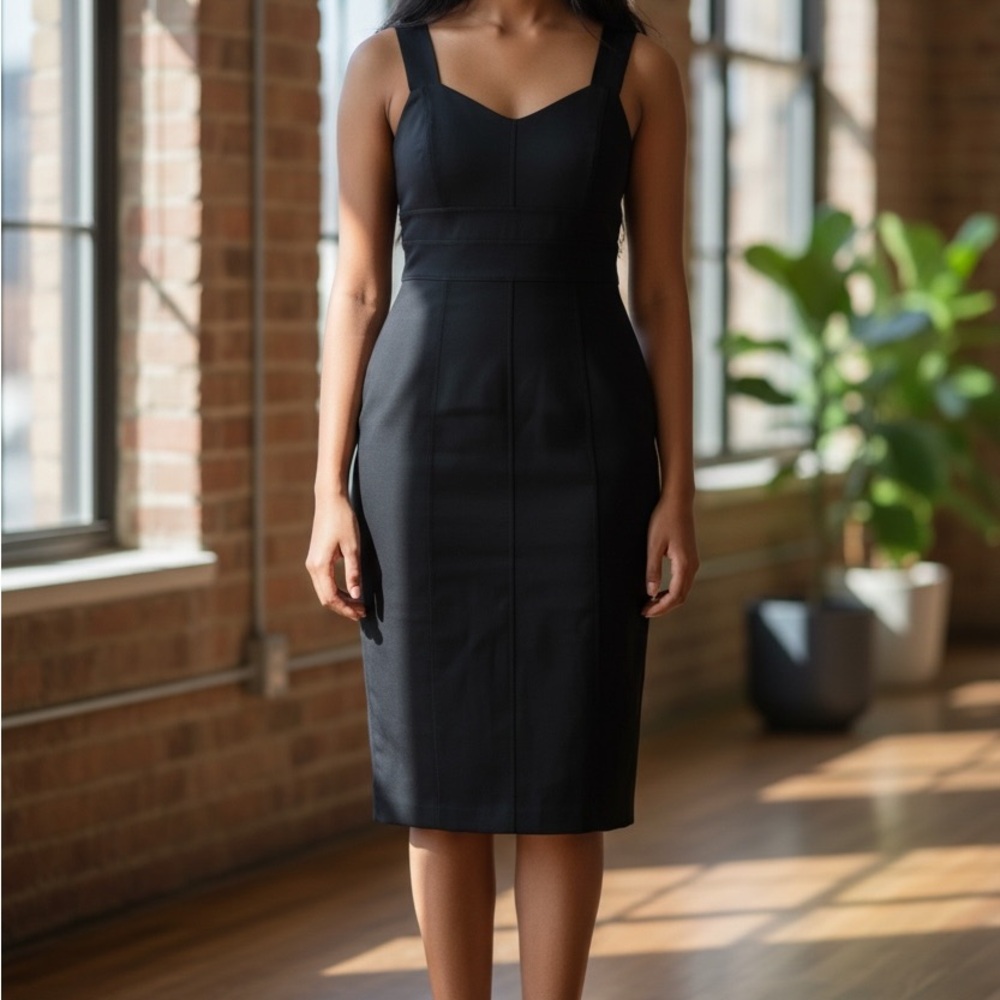 Banana Republic Black Sleek Midi Dress - form fitting
